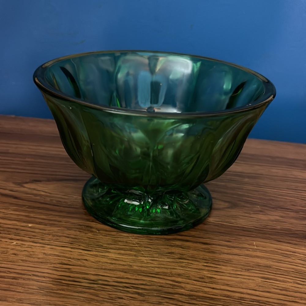 Small Round Green Clear Coffee Table Fruit Bowl Knick Knack Jewelry Ring Holder - Picture 6 of 16